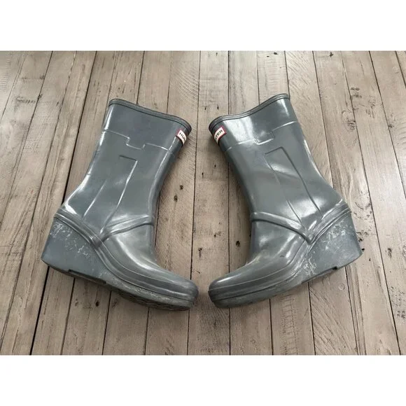 Hunter Shoes Hunter Kellan Wedge Heel Mid Calf Rubber Rain